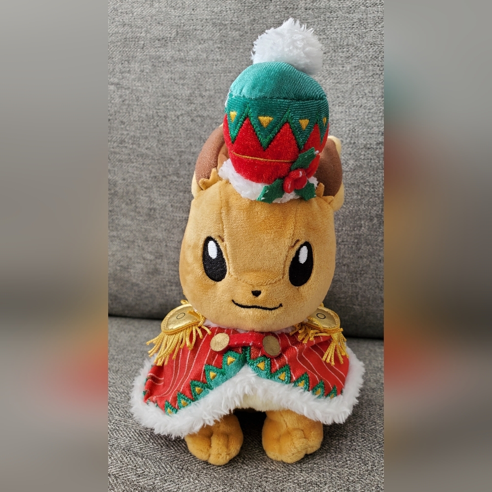 Original Pokemon Centre Hokkaido Eevee Plush Holiday Extravaganza Christ…